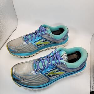 Brooks Glycerin 14 Womens Running Shoes 8.5 Silver Blue Teal Athletic Sneakers